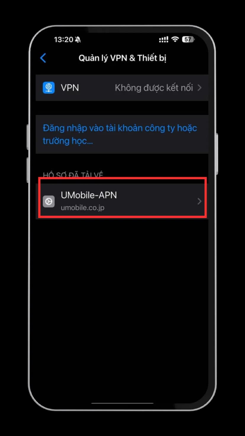 Chọn APN đã tải về